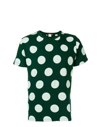 Темно-зеленая футболка с круглым вырезом в горошек