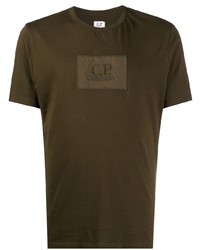 Мужская темно-зеленая футболка с круглым вырезом с вышивкой от C.P. Company
