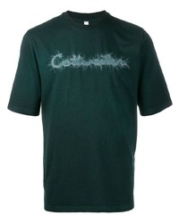 Мужская темно-зеленая футболка с круглым вырезом с вышивкой от Cottweiler