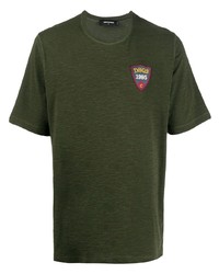 Мужская темно-зеленая футболка с круглым вырезом с вышивкой от DSQUARED2
