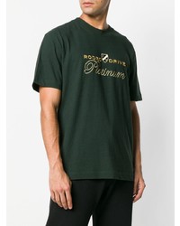 Мужская темно-зеленая футболка с круглым вырезом с вышивкой от Alexander Wang