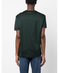 Мужская темно-зеленая футболка с круглым вырезом с вышивкой от Emporio Armani