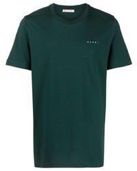 Мужская темно-зеленая футболка с круглым вырезом с вышивкой от Marni