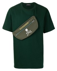 Мужская темно-зеленая футболка с круглым вырезом с вышивкой от Mastermind World