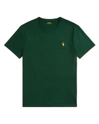 Мужская темно-зеленая футболка с круглым вырезом с вышивкой от Polo Ralph Lauren