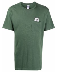 Мужская темно-зеленая футболка с круглым вырезом с вышивкой от RIPNDIP