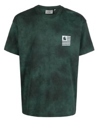 Мужская темно-зеленая футболка с круглым вырезом с принтом тай-дай от Carhartt WIP
