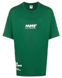 Мужская темно-зеленая футболка с круглым вырезом с принтом от AAPE BY A BATHING APE