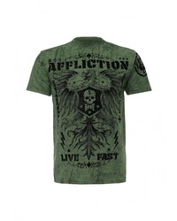 Мужская темно-зеленая футболка с круглым вырезом с принтом от Affliction