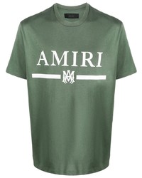 Мужская темно-зеленая футболка с круглым вырезом с принтом от Amiri