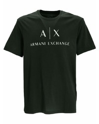 Мужская темно-зеленая футболка с круглым вырезом с принтом от Armani Exchange