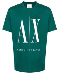 Мужская темно-зеленая футболка с круглым вырезом с принтом от Armani Exchange