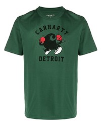 Мужская темно-зеленая футболка с круглым вырезом с принтом от Carhartt WIP