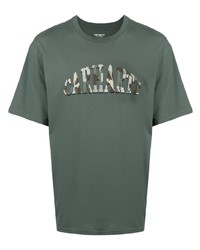 Мужская темно-зеленая футболка с круглым вырезом с принтом от Carhartt WIP