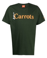 Мужская темно-зеленая футболка с круглым вырезом с принтом от Carrots