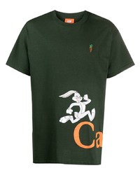Мужская темно-зеленая футболка с круглым вырезом с принтом от Carrots
