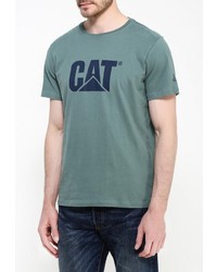 Мужская темно-зеленая футболка с круглым вырезом с принтом от Caterpillar