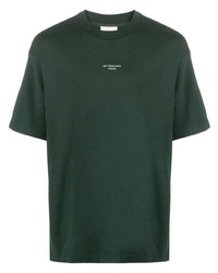 Мужская темно-зеленая футболка с круглым вырезом с принтом от Drôle De Monsieur