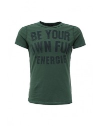 Мужская темно-зеленая футболка с круглым вырезом с принтом от Energie