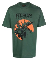 Мужская темно-зеленая футболка с круглым вырезом с принтом от Filson
