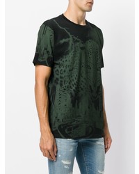 Мужская темно-зеленая футболка с круглым вырезом с принтом от Marcelo Burlon County of Milan