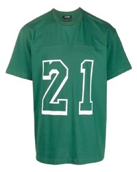 Мужская темно-зеленая футболка с круглым вырезом с принтом от Just Don