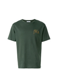 Мужская темно-зеленая футболка с круглым вырезом с принтом от JW Anderson