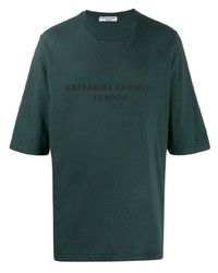 Мужская темно-зеленая футболка с круглым вырезом с принтом от Katharine Hamnett London