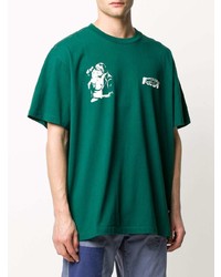 Мужская темно-зеленая футболка с круглым вырезом с принтом от Off-White