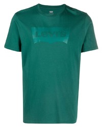 Мужская темно-зеленая футболка с круглым вырезом с принтом от Levi's