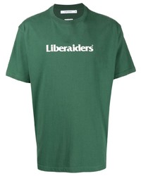 Мужская темно-зеленая футболка с круглым вырезом с принтом от Liberaiders