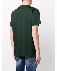Мужская темно-зеленая футболка с круглым вырезом с принтом от DSQUARED2