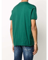 Мужская темно-зеленая футболка с круглым вырезом с принтом от DSQUARED2