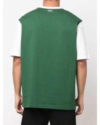 Мужская темно-зеленая футболка с круглым вырезом с принтом от Lacoste