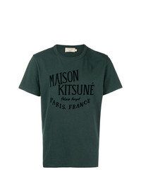Мужская темно-зеленая футболка с круглым вырезом с принтом от MAISON KITSUNÉ