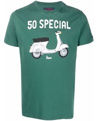 Мужская темно-зеленая футболка с круглым вырезом с принтом от MC2 Saint Barth