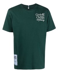 Мужская темно-зеленая футболка с круглым вырезом с принтом от McQ
