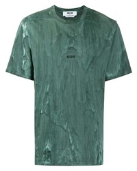 Мужская темно-зеленая футболка с круглым вырезом с принтом от MSGM