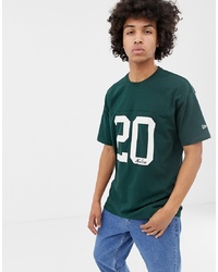 Мужская темно-зеленая футболка с круглым вырезом с принтом от New Era