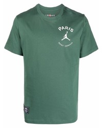 Мужская темно-зеленая футболка с круглым вырезом с принтом от Nike
