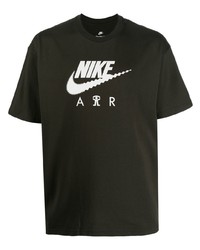 Мужская темно-зеленая футболка с круглым вырезом с принтом от Nike