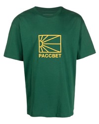 Мужская темно-зеленая футболка с круглым вырезом с принтом от PACCBET
