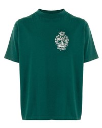 Мужская темно-зеленая футболка с круглым вырезом с принтом от Palm Angels