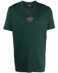 Мужская темно-зеленая футболка с круглым вырезом с принтом от Paul & Shark