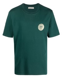 Мужская темно-зеленая футболка с круглым вырезом с принтом от Paura