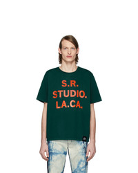 Мужская темно-зеленая футболка с круглым вырезом с принтом от S.R. STUDIO. LA. CA.