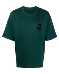 Мужская темно-зеленая футболка с круглым вырезом с принтом от Styland