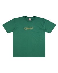 Мужская темно-зеленая футболка с круглым вырезом с принтом от Supreme