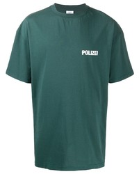 Мужская темно-зеленая футболка с круглым вырезом с принтом от Vetements