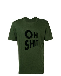 Мужская темно-зеленая футболка с круглым вырезом с принтом от Zadig & Voltaire